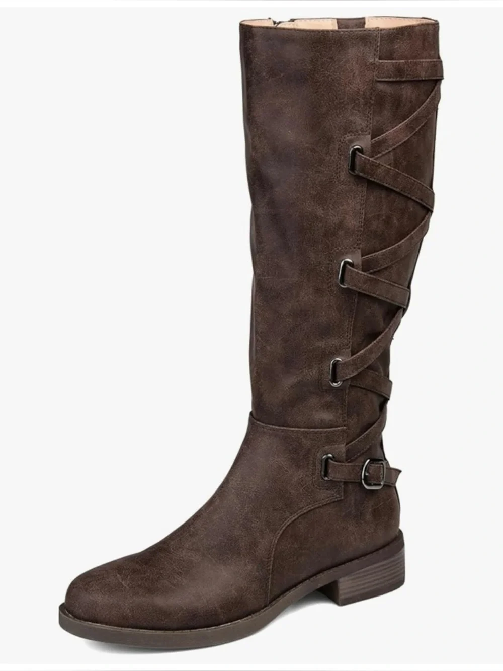 New Journee Collection Women's Carly Extra Wide Calf Belted Knee High Boots 9